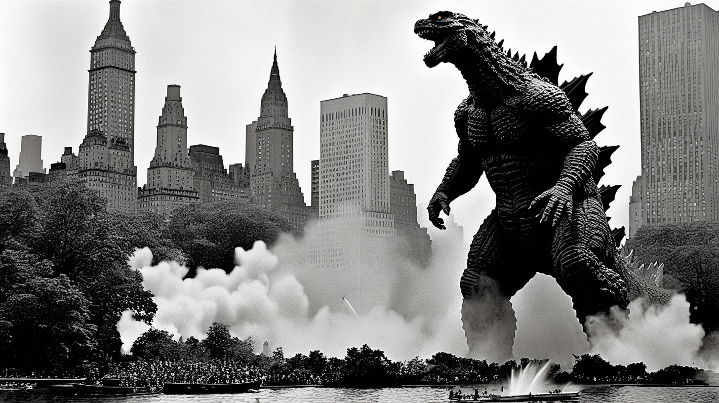 Godzilla destroying Central Park