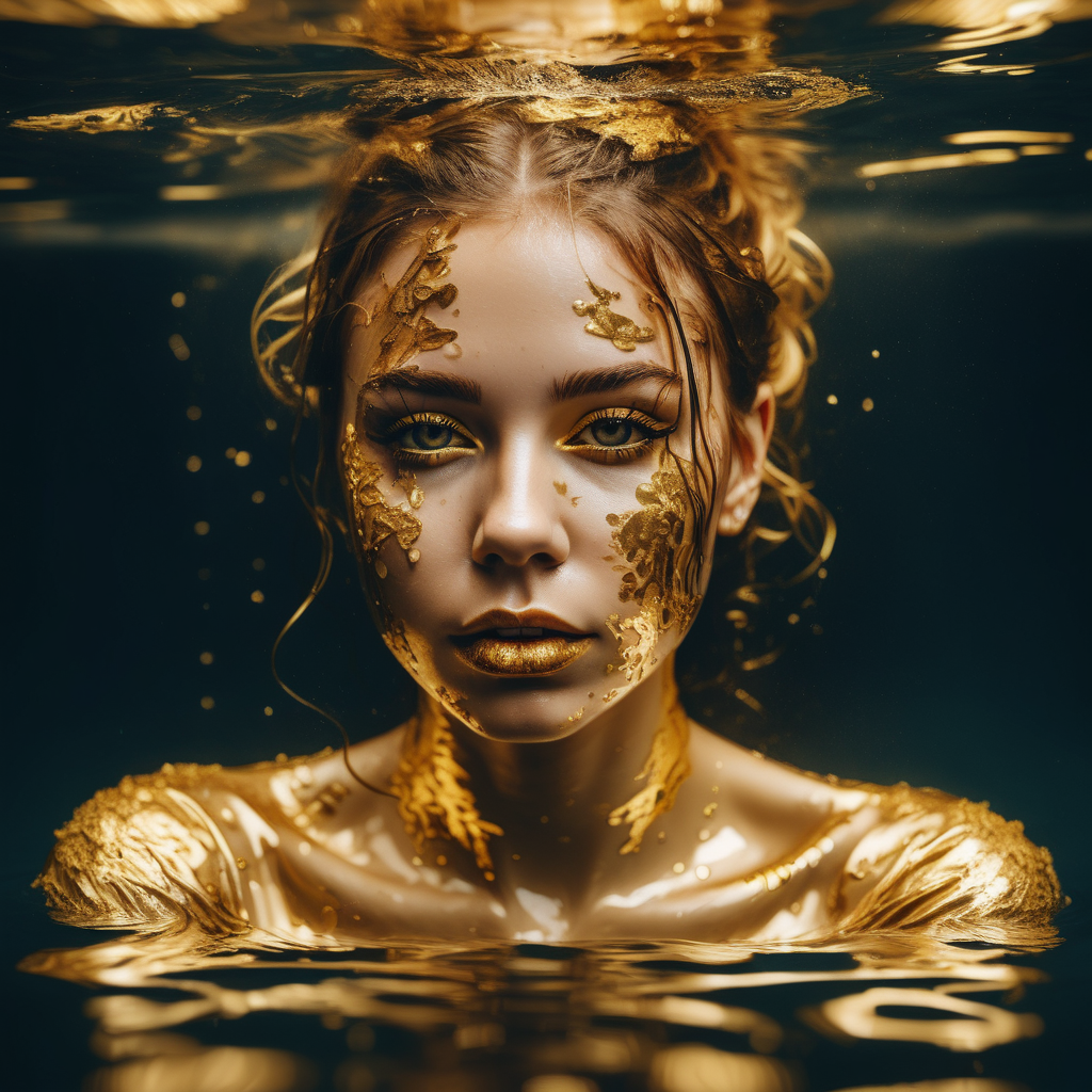 portrait in water and gold style