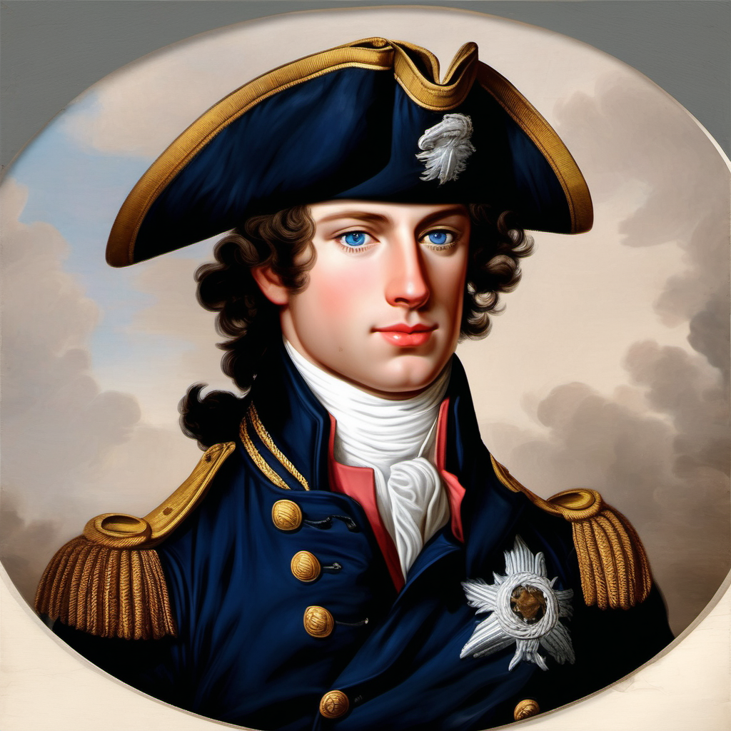 18th century handsome officer royal navy dark brown hair deep blue eyes