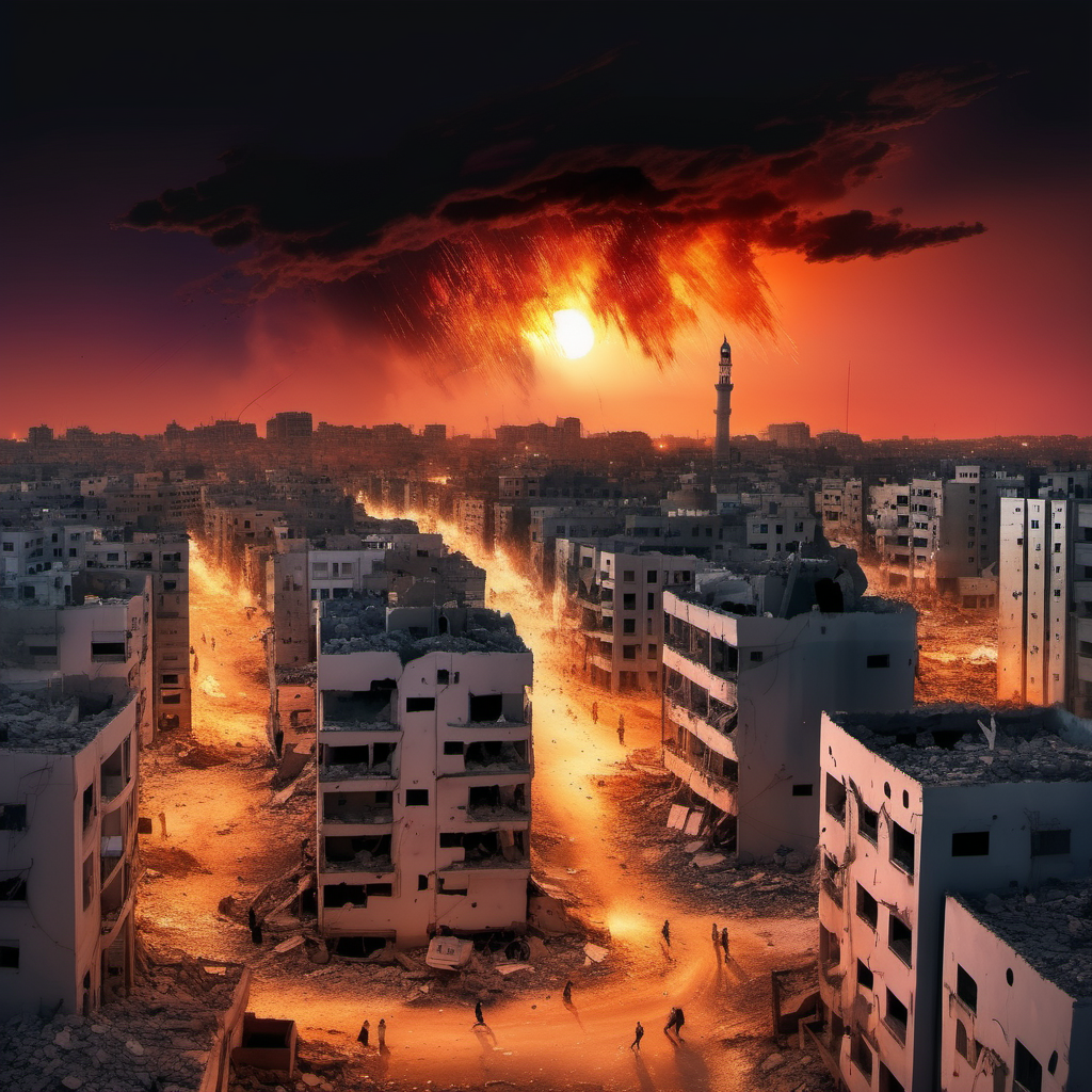 Air Strikes A powerful image showing the Gaza