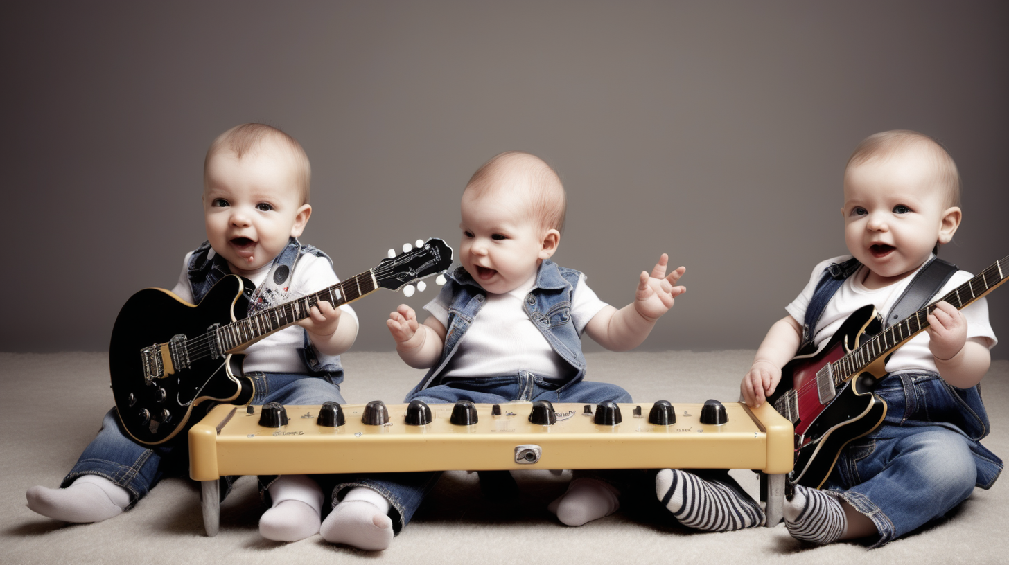 babys playing rock and roll