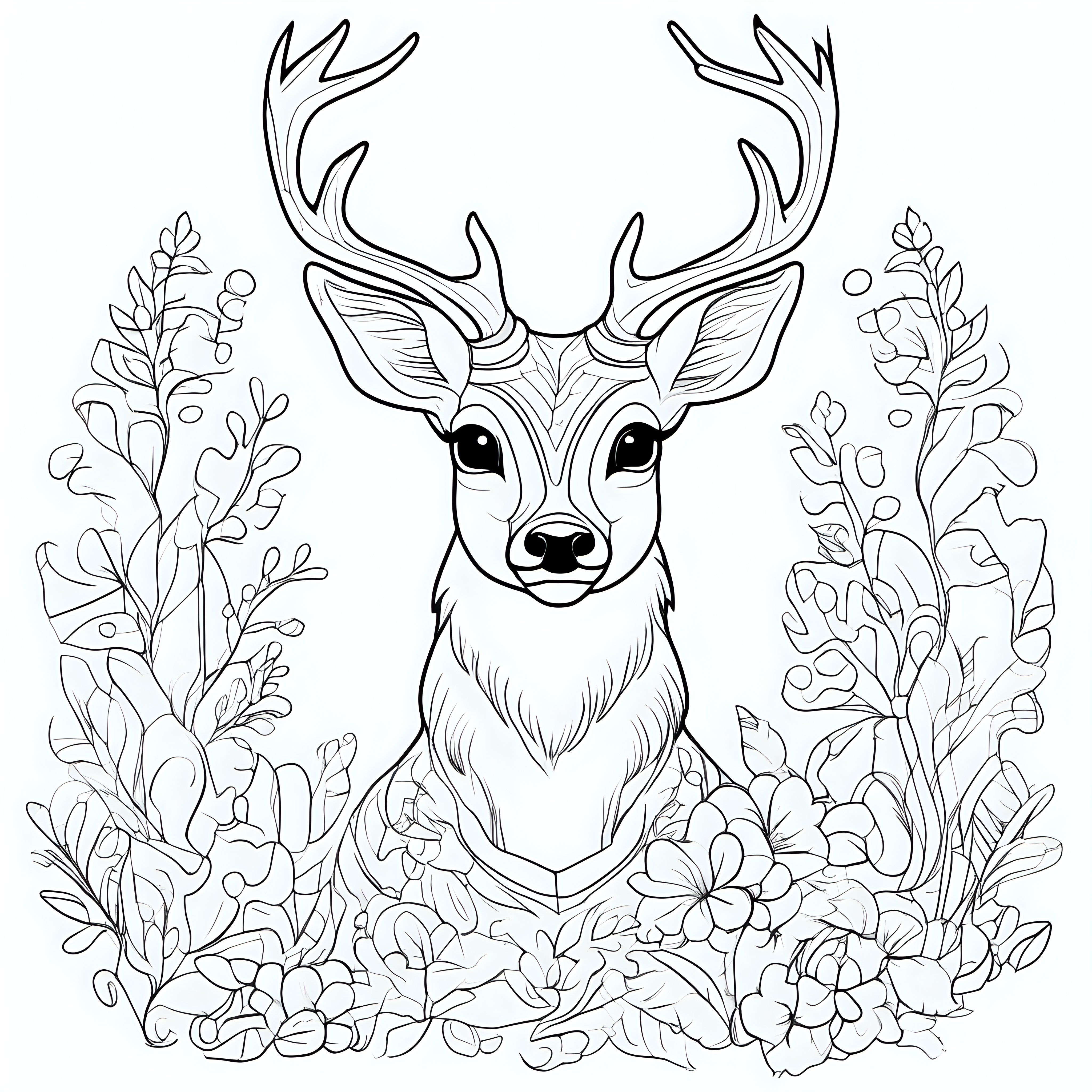 draw a cute deer with only the outline