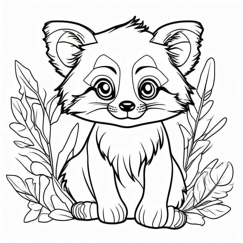 draw a cute red panda with only the outline  for a coloring book
