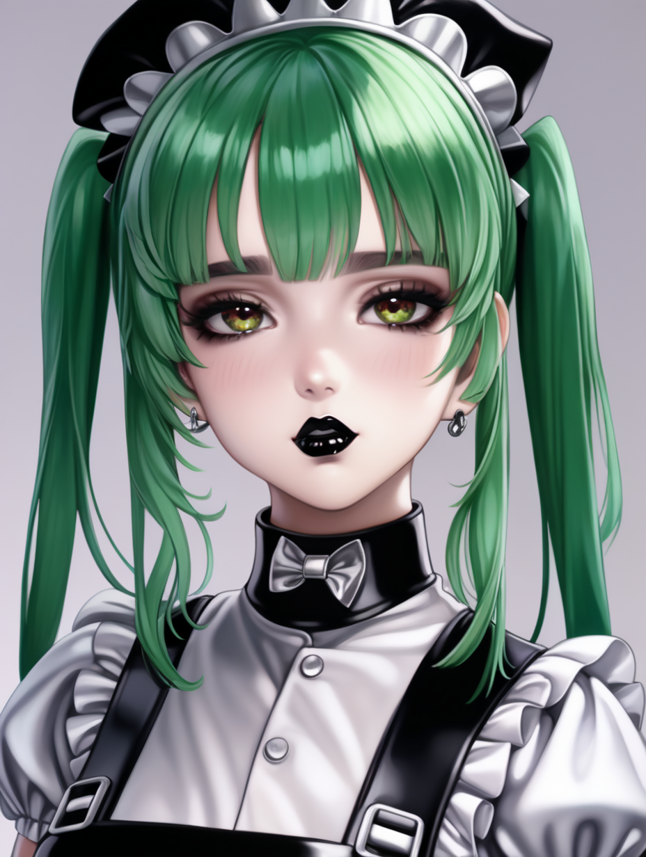 Anime Woman with green hair and brown eyes