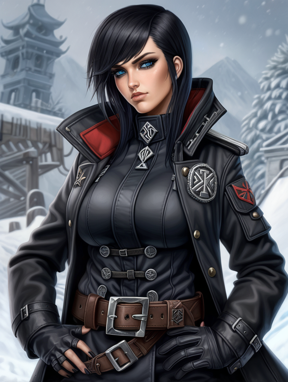 Warhammer 40K young very busty Commissar woman She