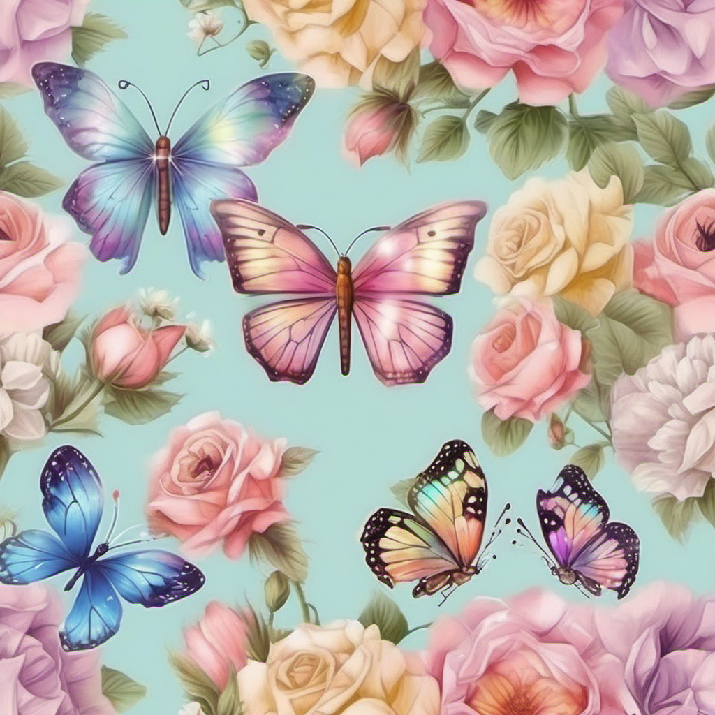 various butterflies in flowers beautiful majestic pastel feminine