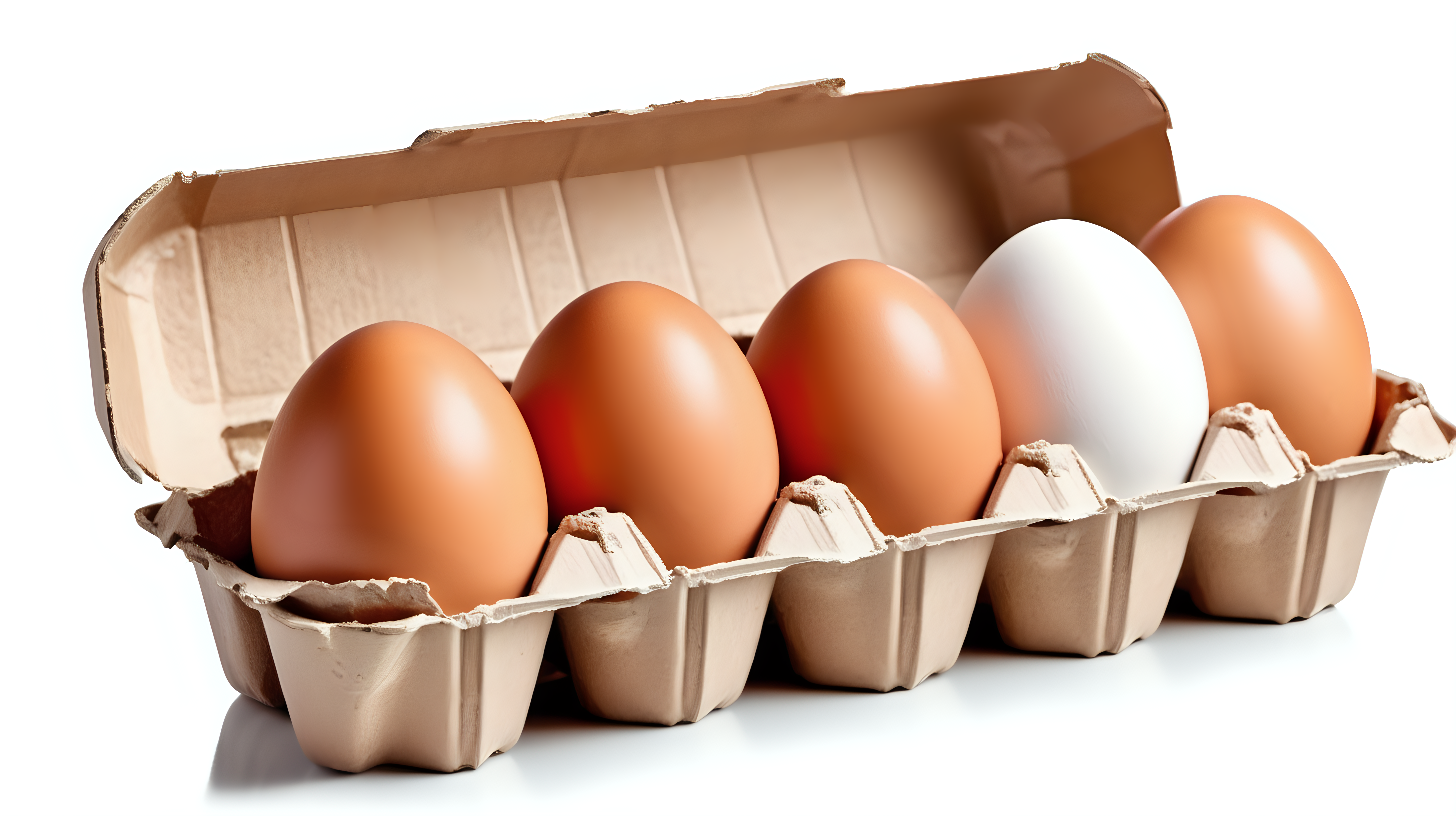 brown egg in carton box, isolated  on white background