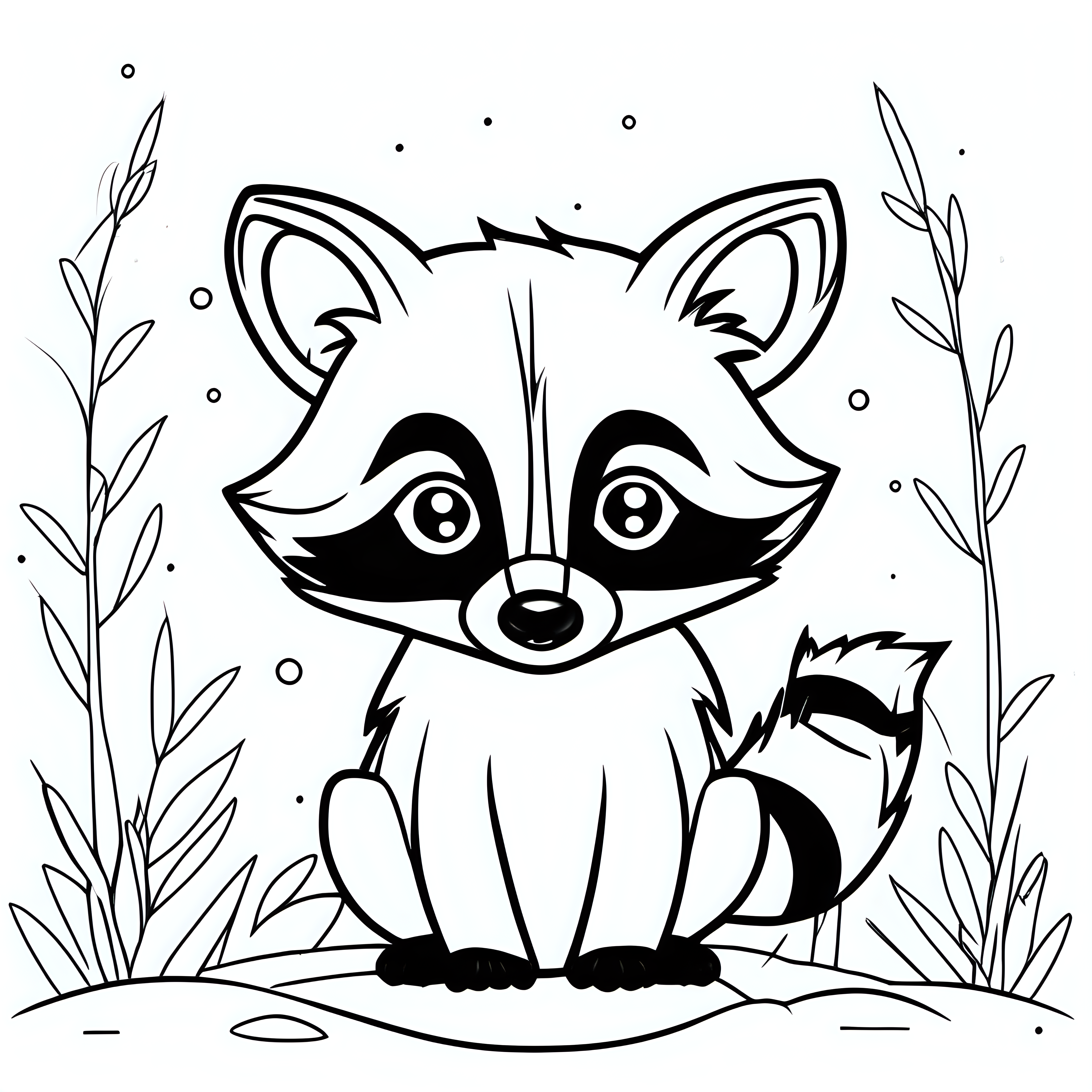 draw a cute Raccoon with only the outline