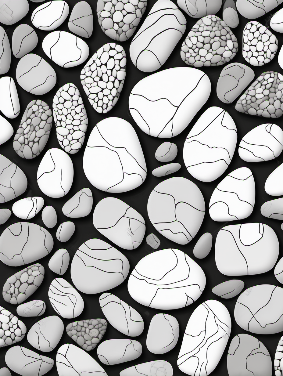 river stones ,coloring page, simple draw, no colors, abstract background