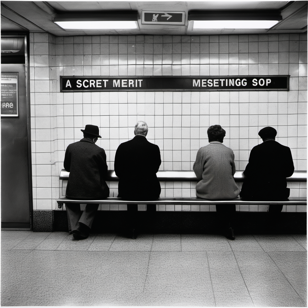 A secret meeting spot inside the subway station, unknown to everybody, Elliott Erwitt black-white photo