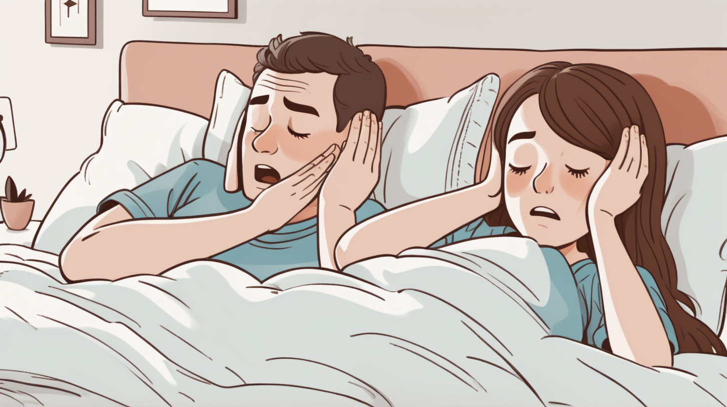 A simple illustration of couple on bed woman