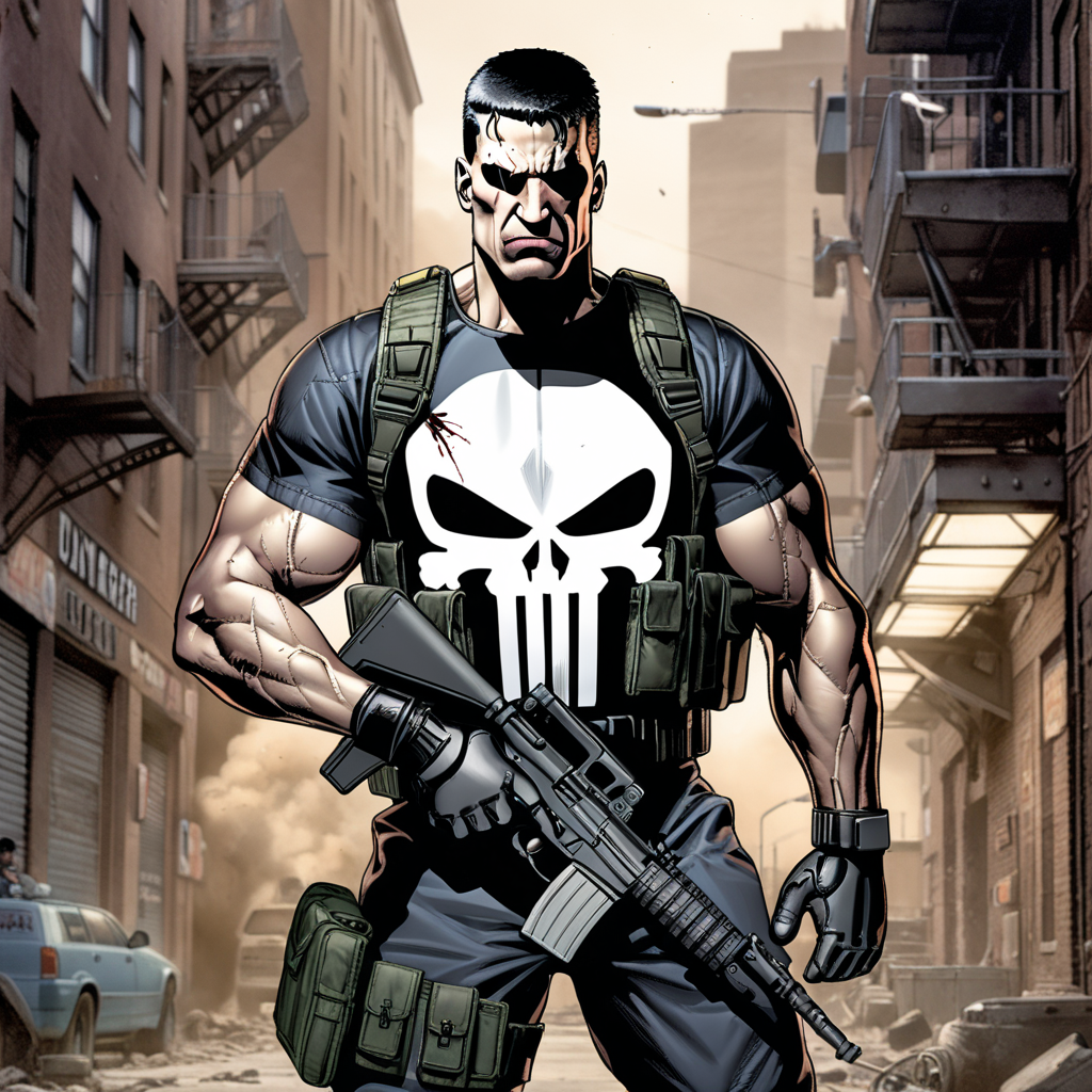 The Punisher in Assult gear ready for a street fight