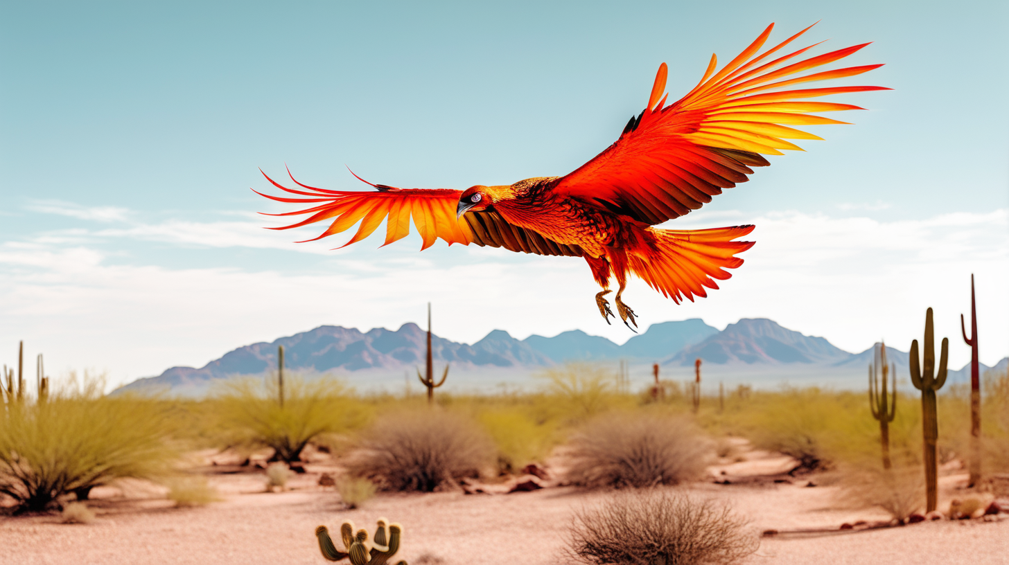 phoenix  bird flying over the Arizona desert