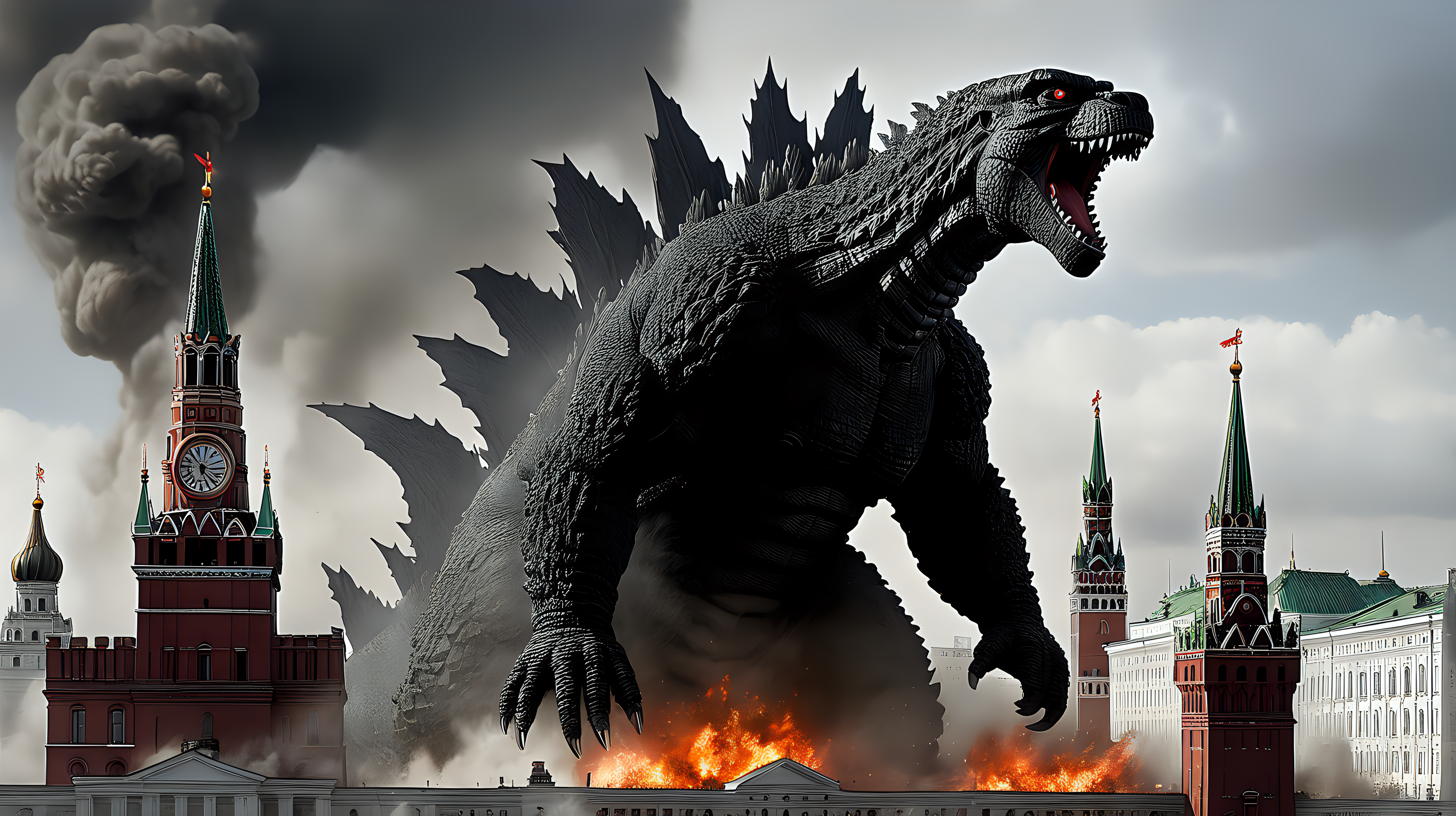 Godzilla destroying the Kremlin