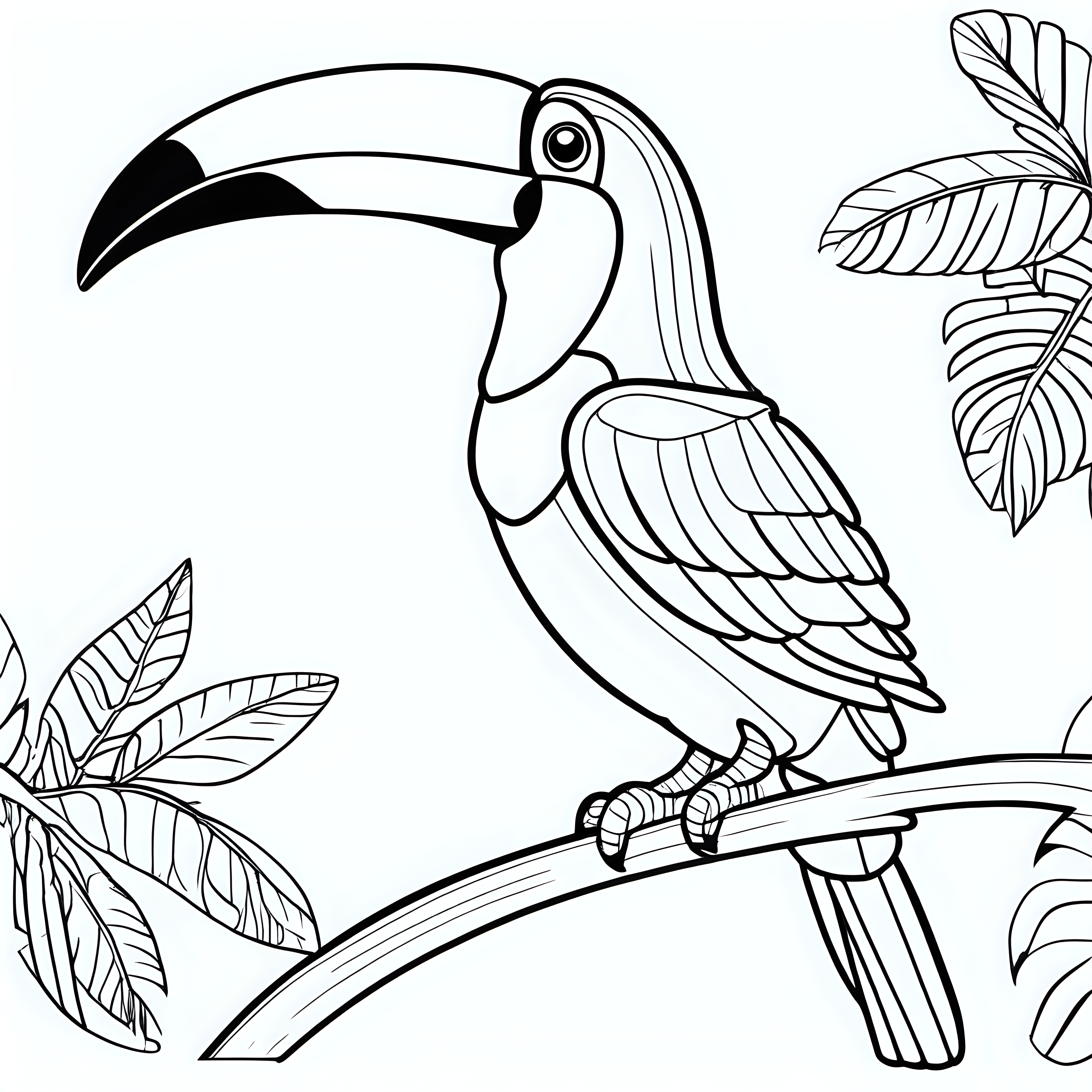 draw a cute Toucans with only the outline in black for a coloring book for kids