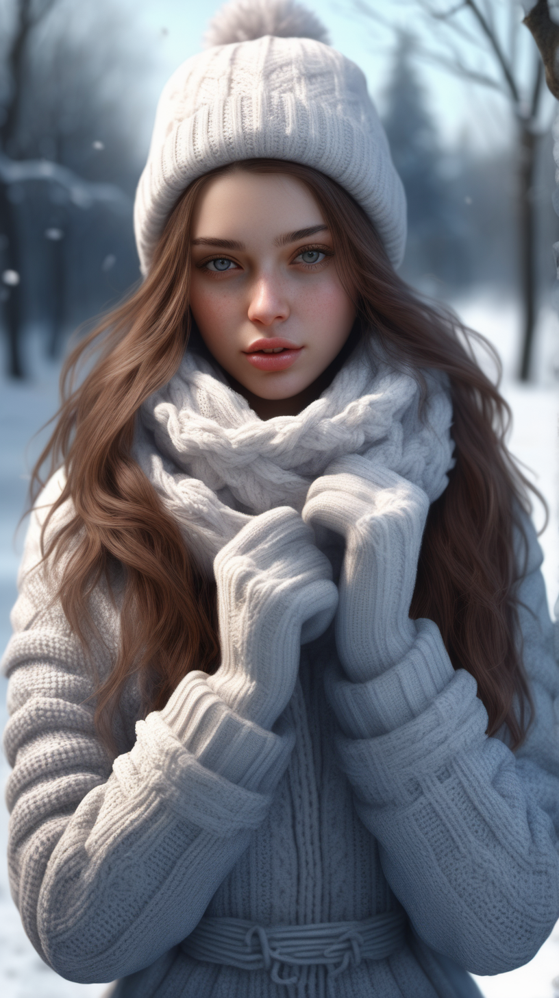 ein modell, mädel, winterzeit, mädel ist erkältet, foto-realistisch, hyper-realistisch