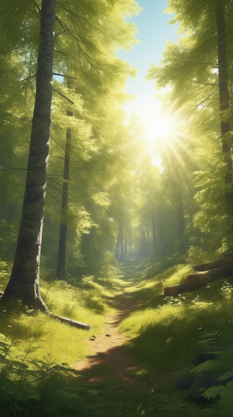 Realistic sunny day in the forest