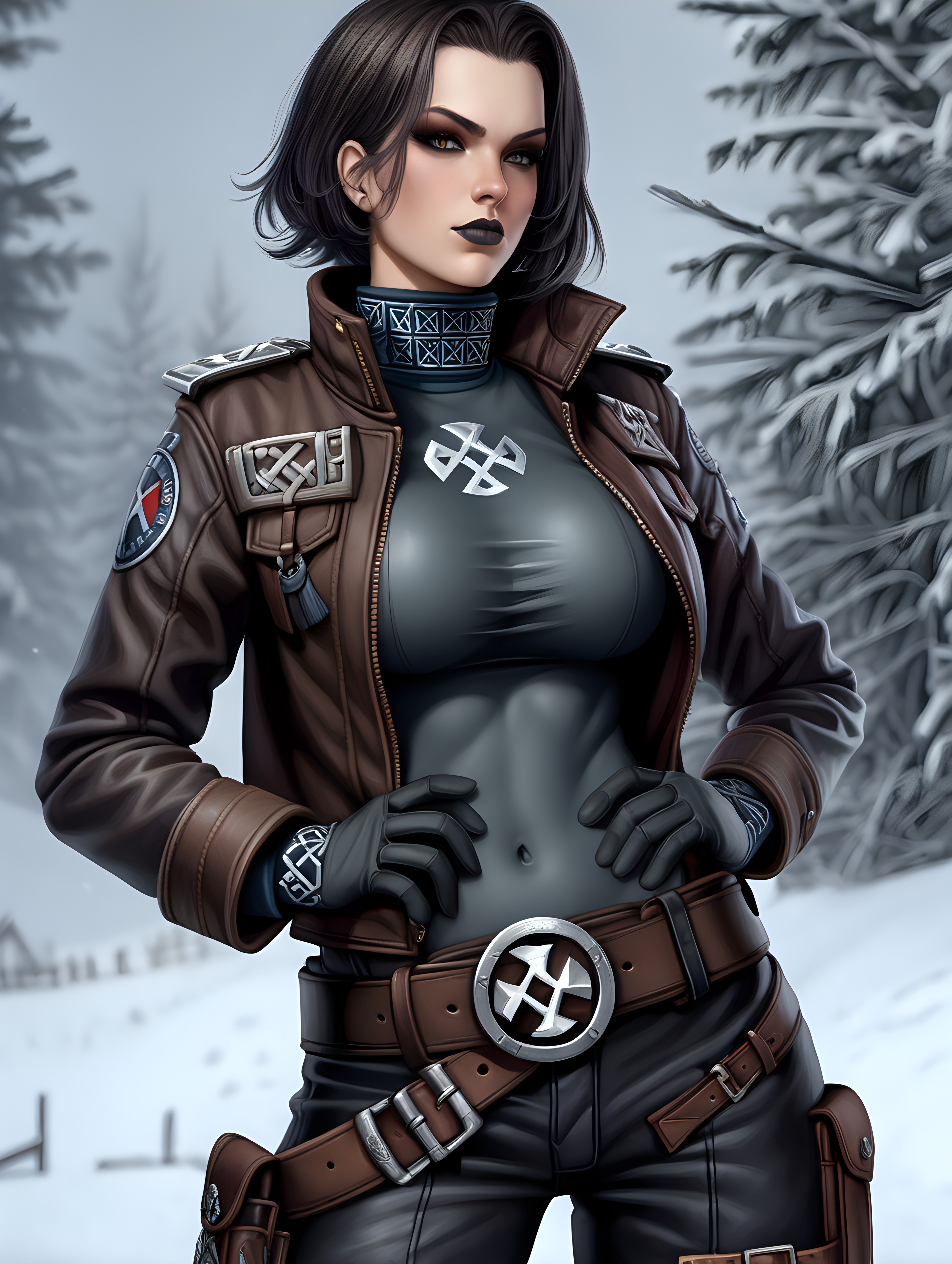 Warhammer 40K young very busty Commissar woman She
