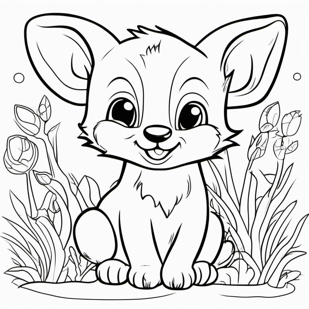 draw cute animals with only the outline in