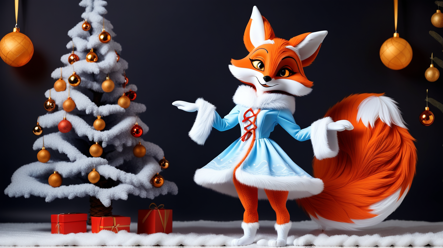 The sly fox put on a snow maiden