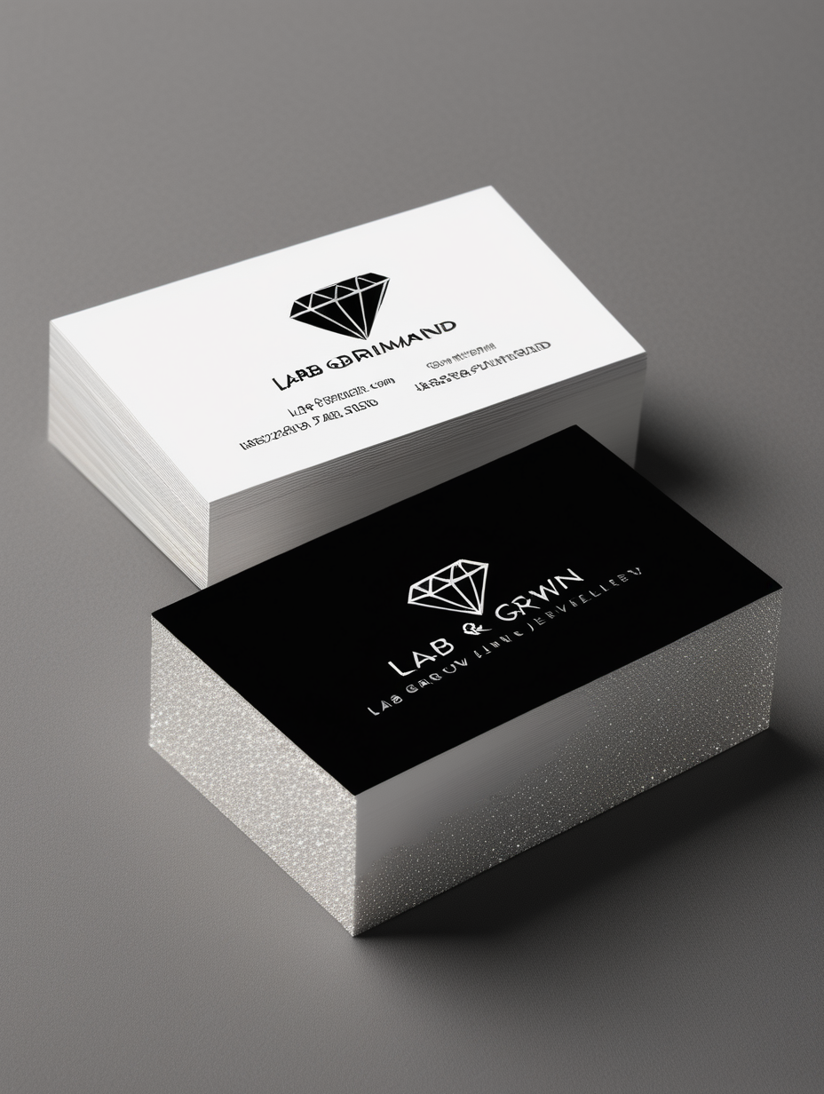 LAB GROWN DIAMOND JEWELLERY BUSINESS CARD 
BLACK AND WHITE DESIGN