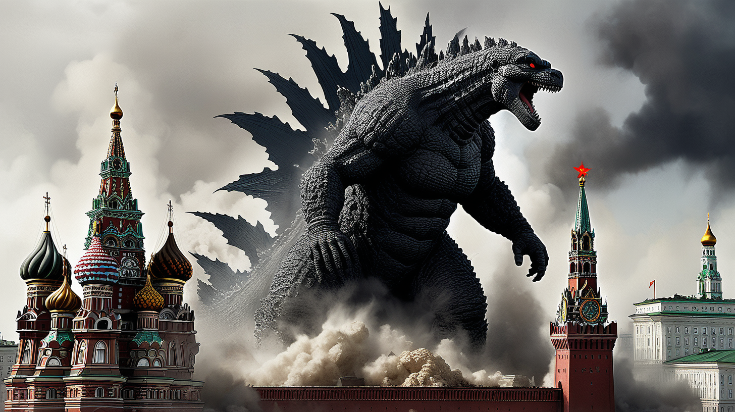 Godzilla destroying the Kremlin