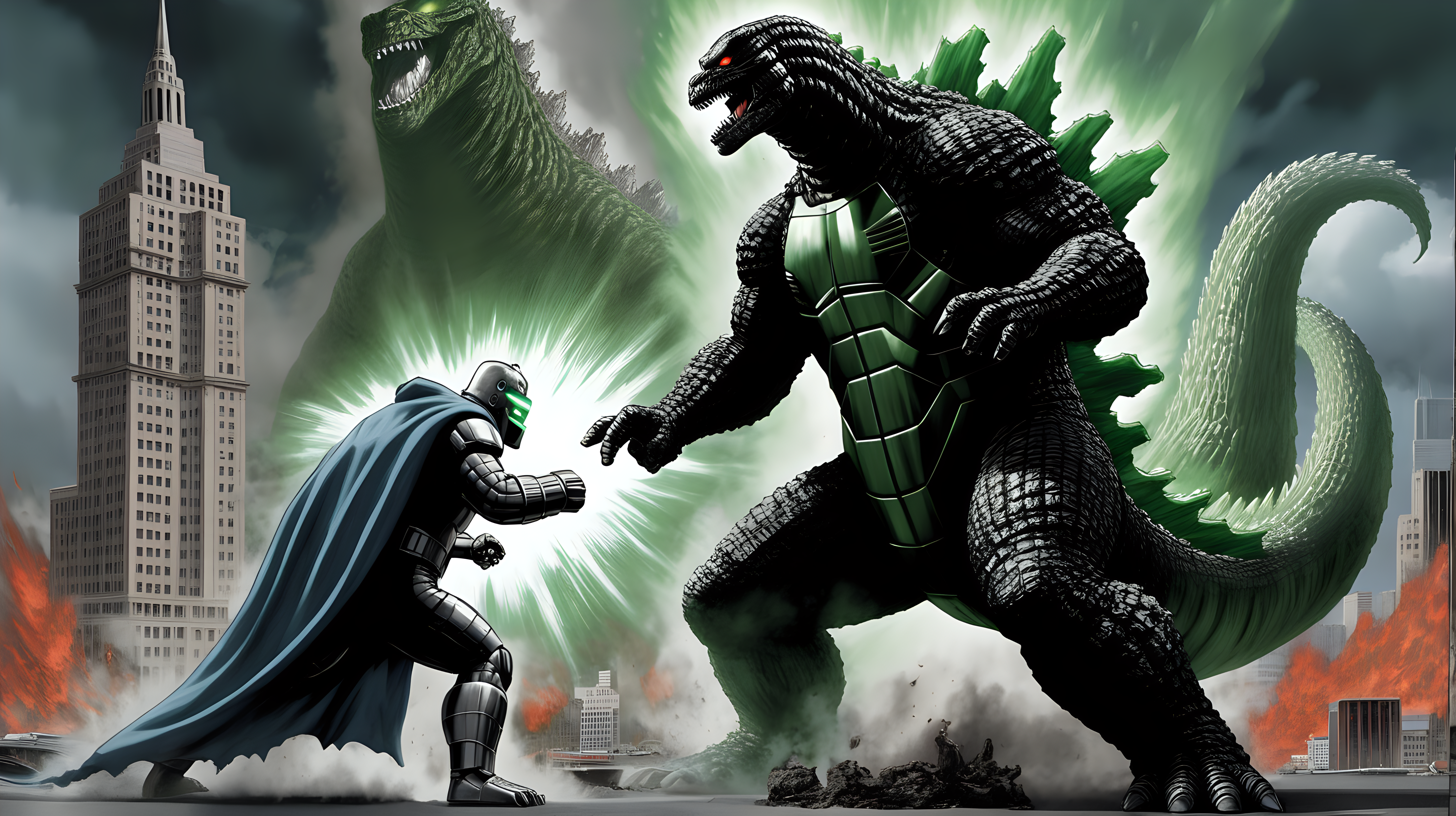 Godzilla fighting Doctor Doom
