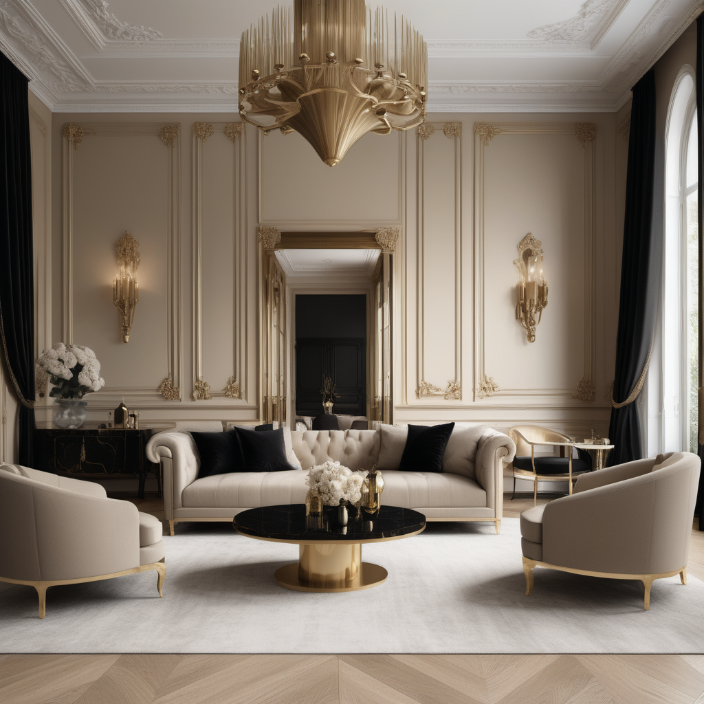 A hyperrealistic image of a palatial modern Parisian