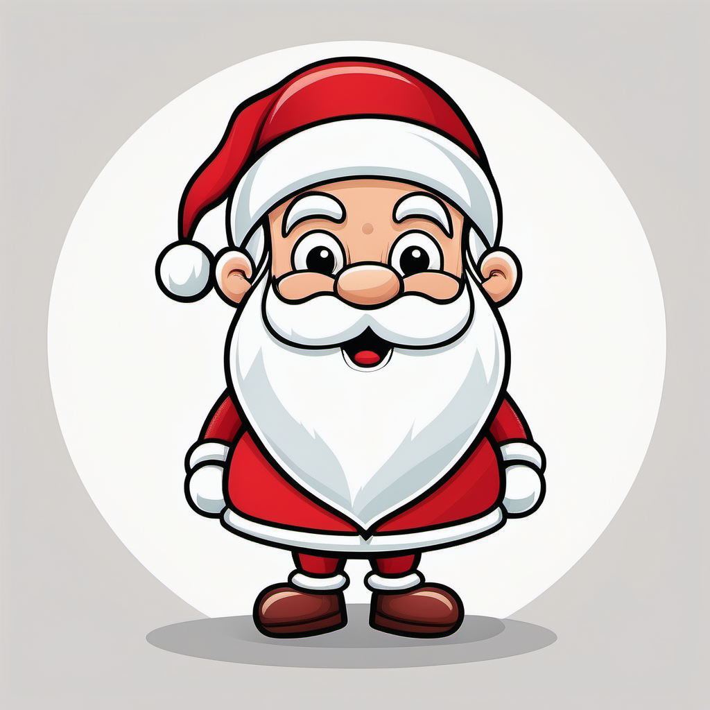 A Santa Claus round plain white background cartoon