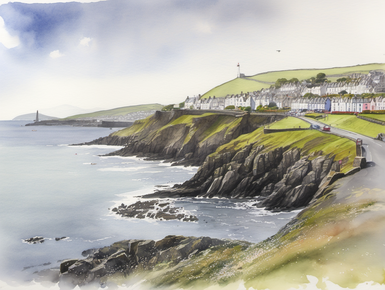 A water Colour painting of the Isle of