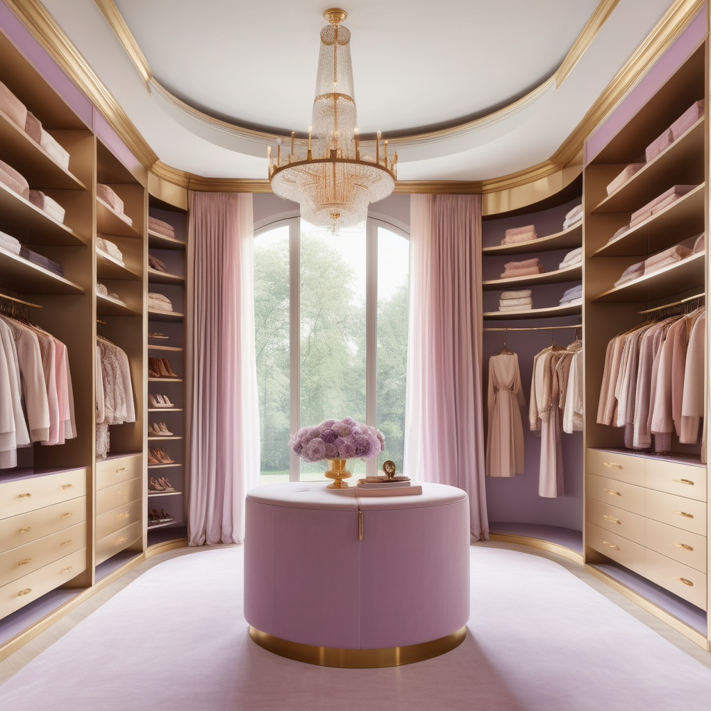 hyperrealistic image of large modern Parisian walkin closet