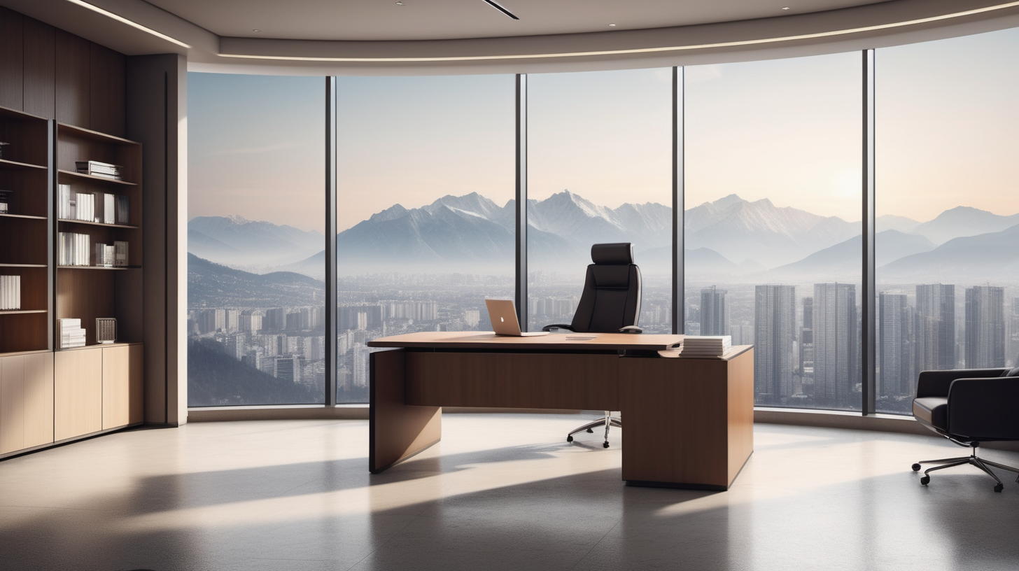Financial director office with a panoramic view of
