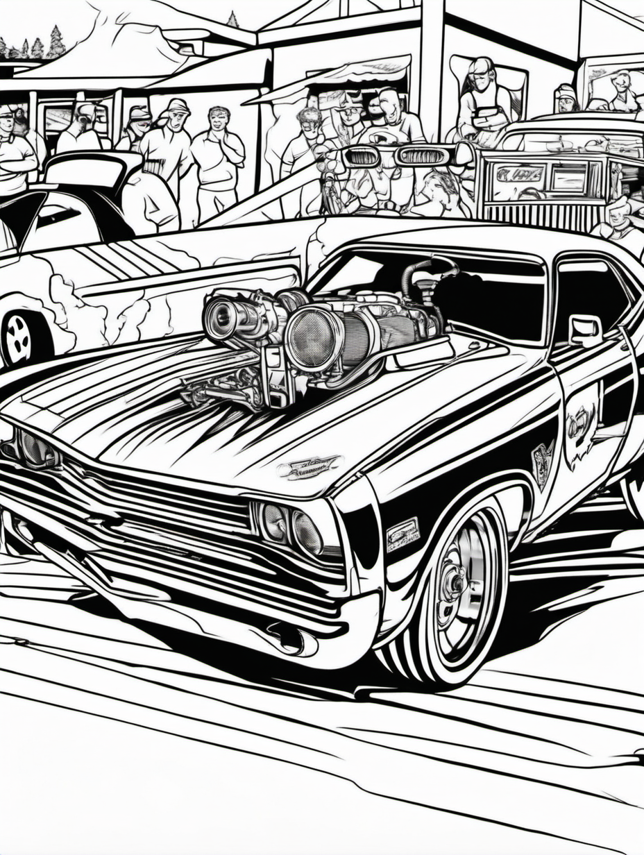 drag car for colouring book
