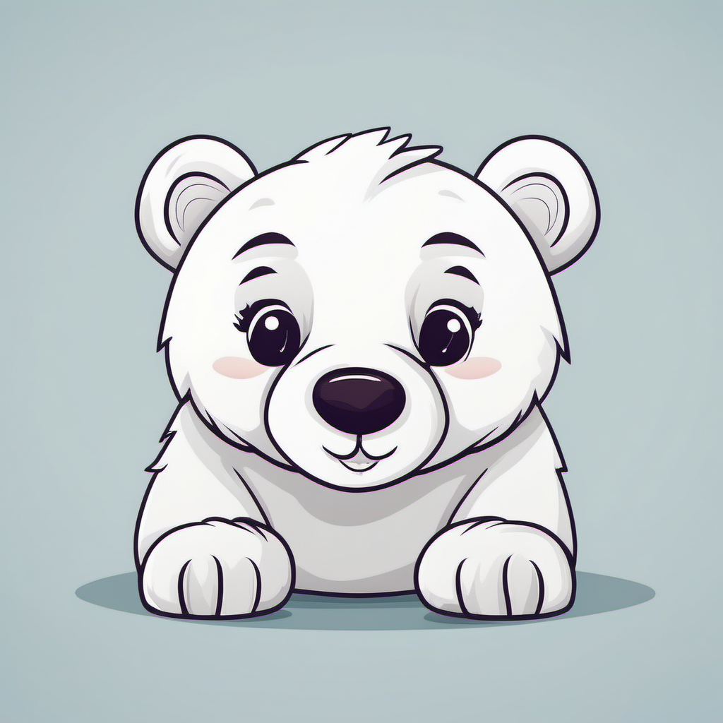 image of a very cute white bear cartoon style