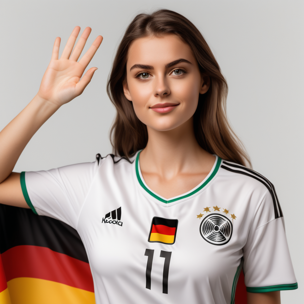 https://r2.erweima.ai/stablediffusion/c0b36b6ae7b34fc7af0d08bf60b832af_ComfyUI_115275_.png

Erstelle ein fotorealistisches Bild des brünetten models aus dem Bild, das mit Kodak Gold 400 Film aufgenommen wurde. sie tägt ein dfb trikot und schwenkt eine deutschlanfahne 

