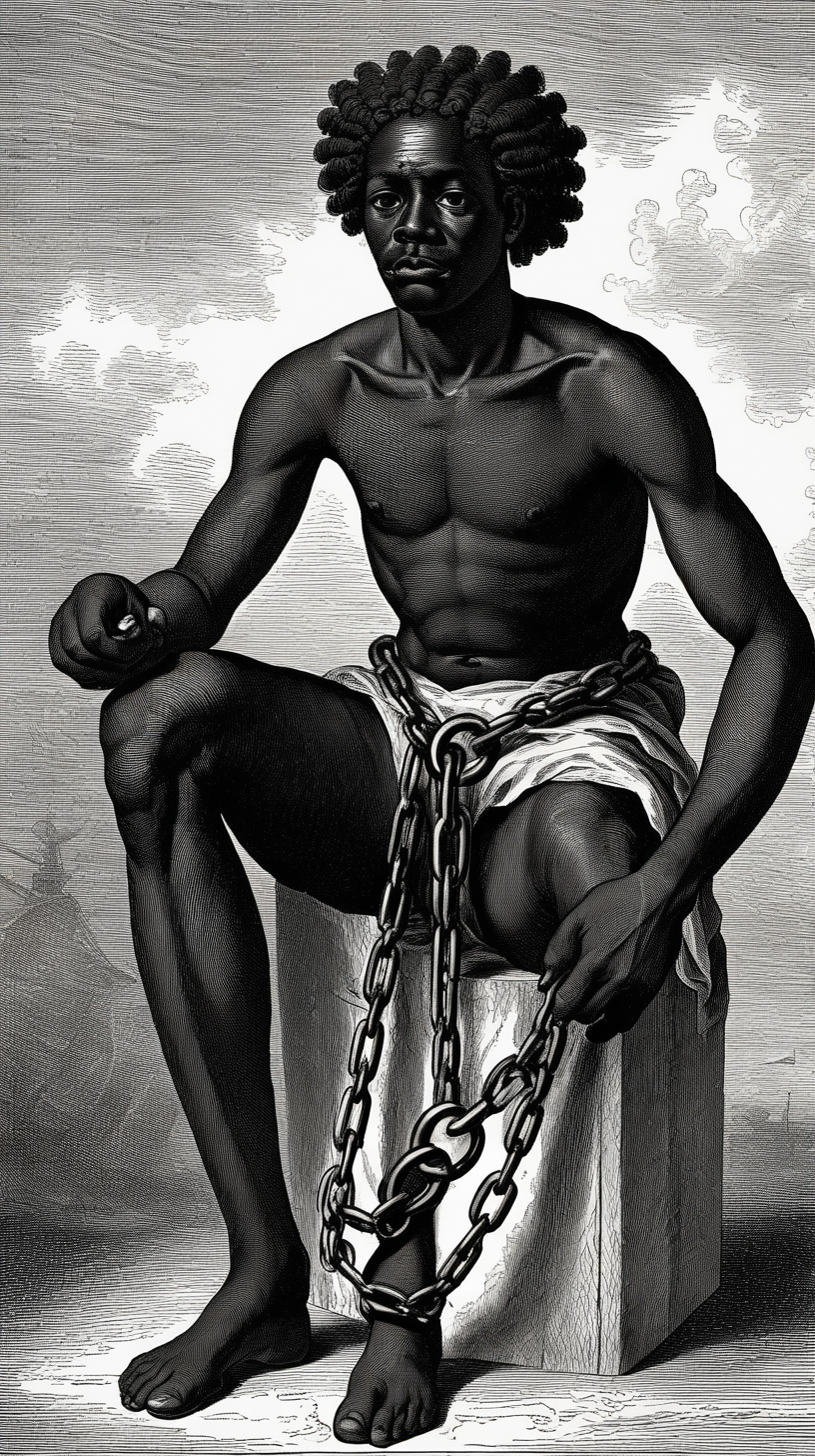 1600s black slaves chain is ship