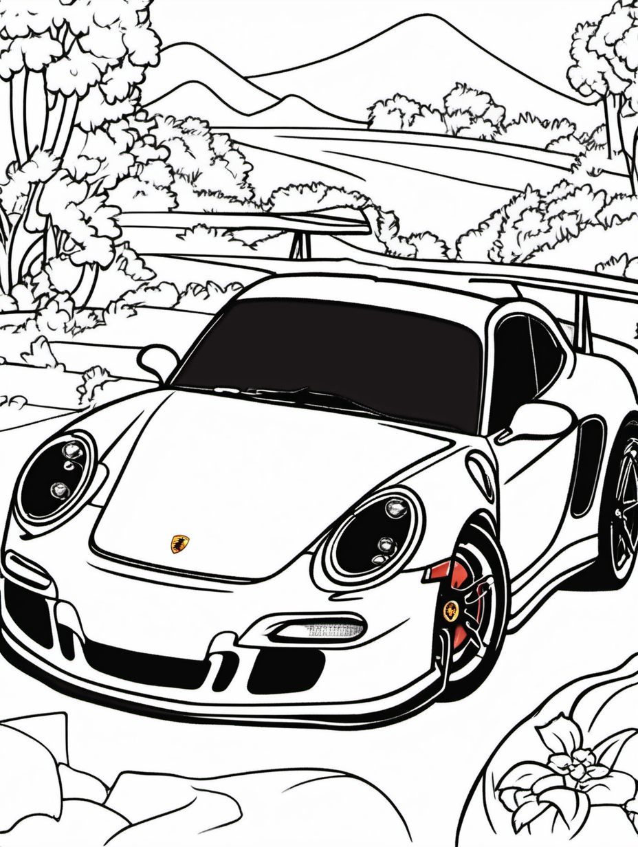 sportscar porsche for childrens coloring book