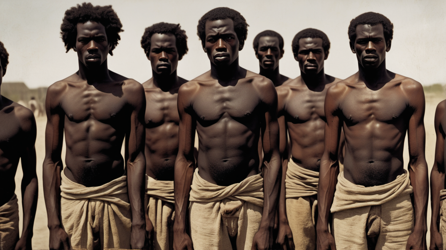 1800s black men slaves with no shirt