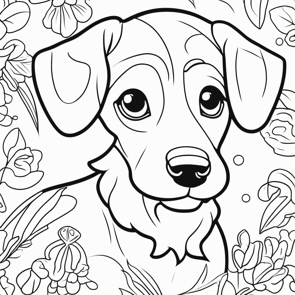 draw a cute dogs with only the outline  for a coloring book