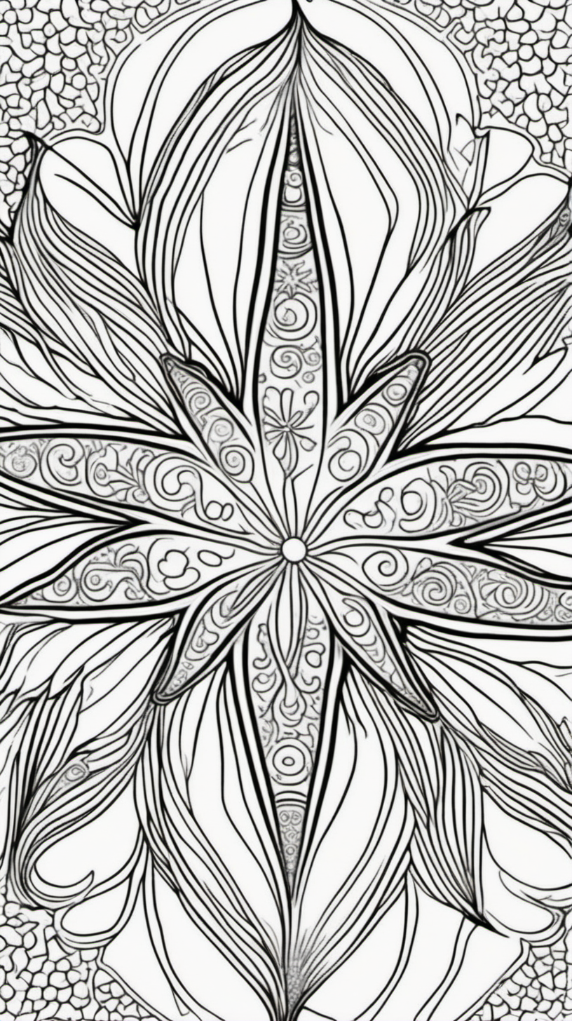 ocean starfish, mandala background, coloring book page, clean line art, no color
