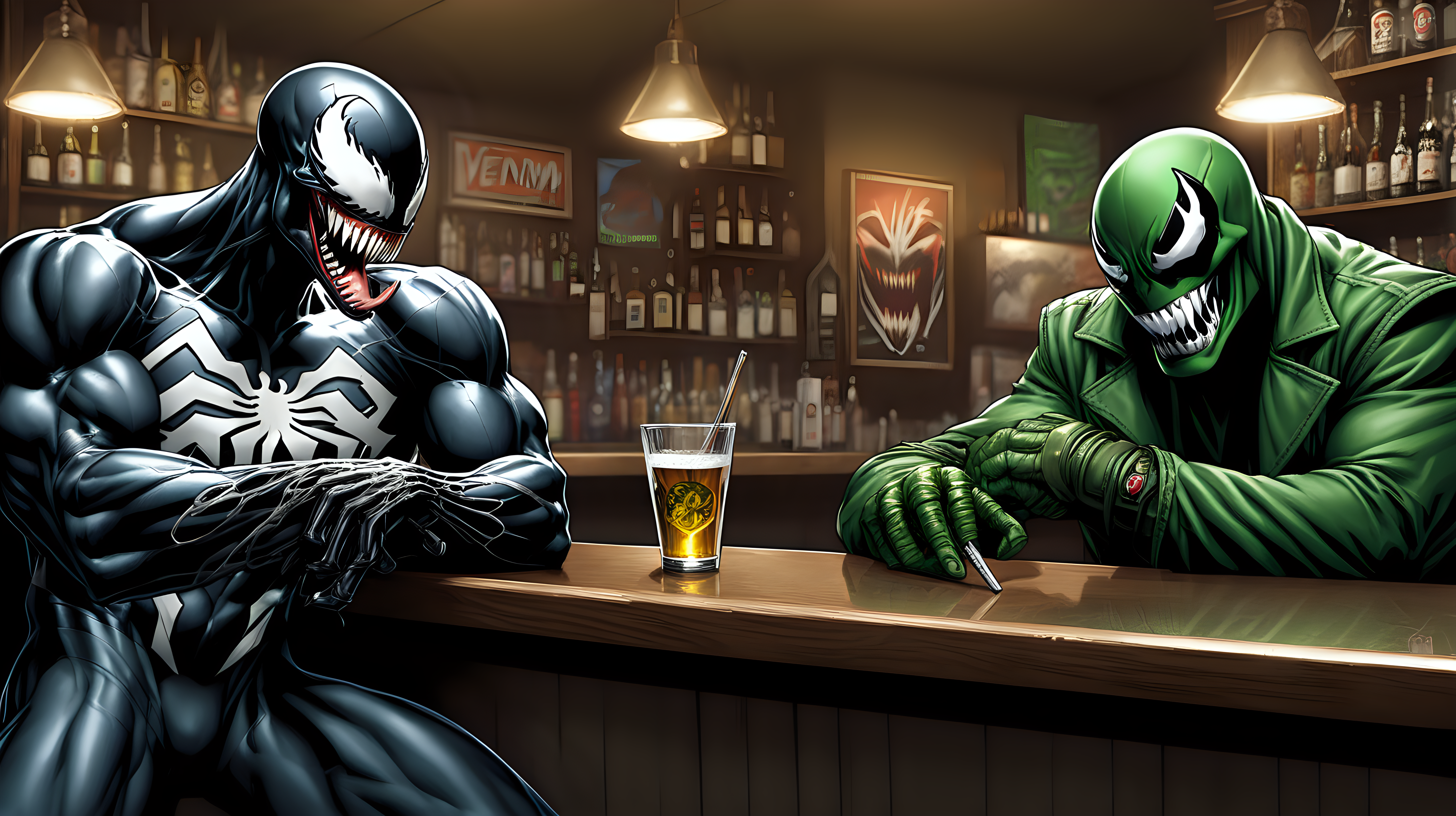 Venom a joint at a bar with Dr Doom
