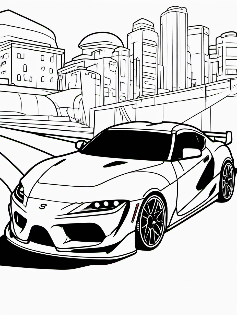 Supra sports car for childrens coloring book