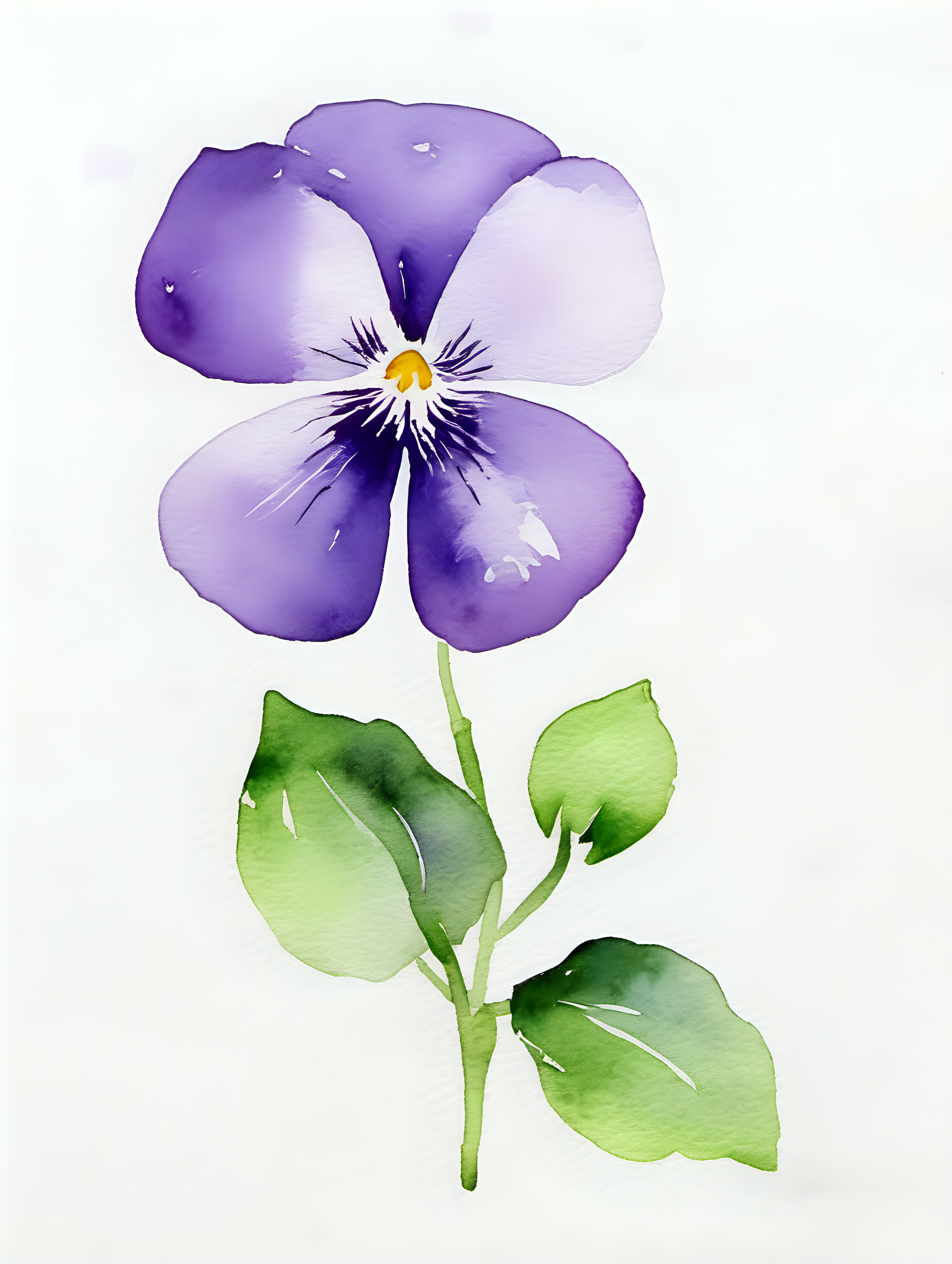 simple single violet watercolor white background