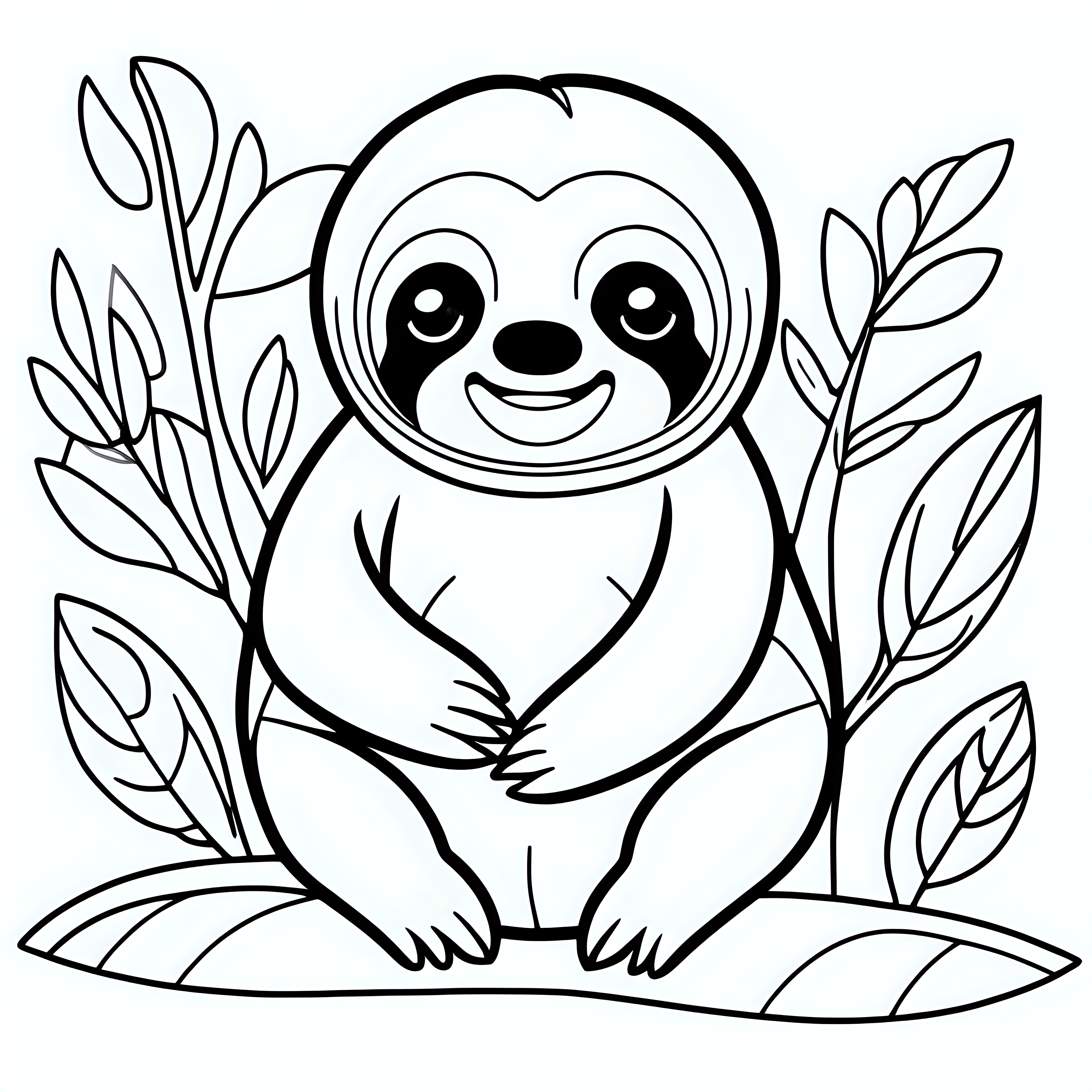 draw a cute Sloth with only the outline