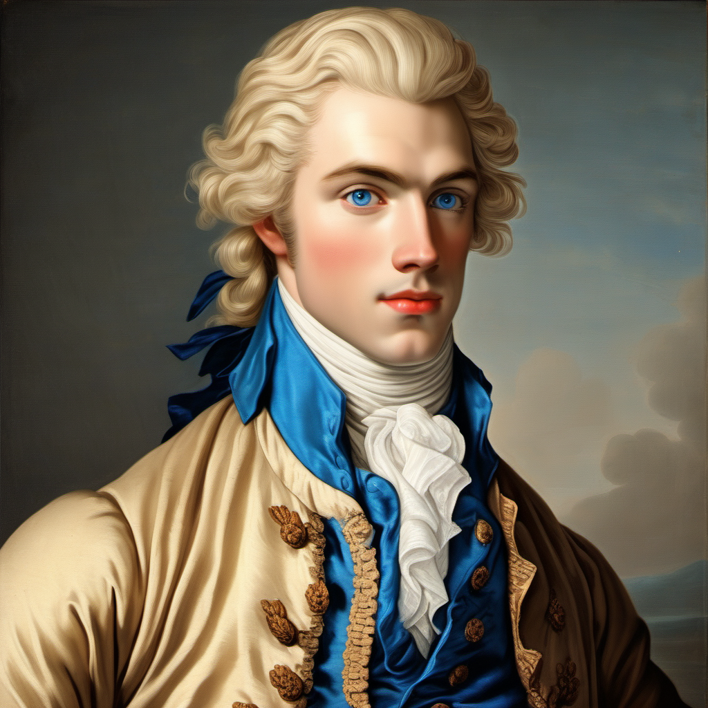 18th century handsome blonde man blue eyes