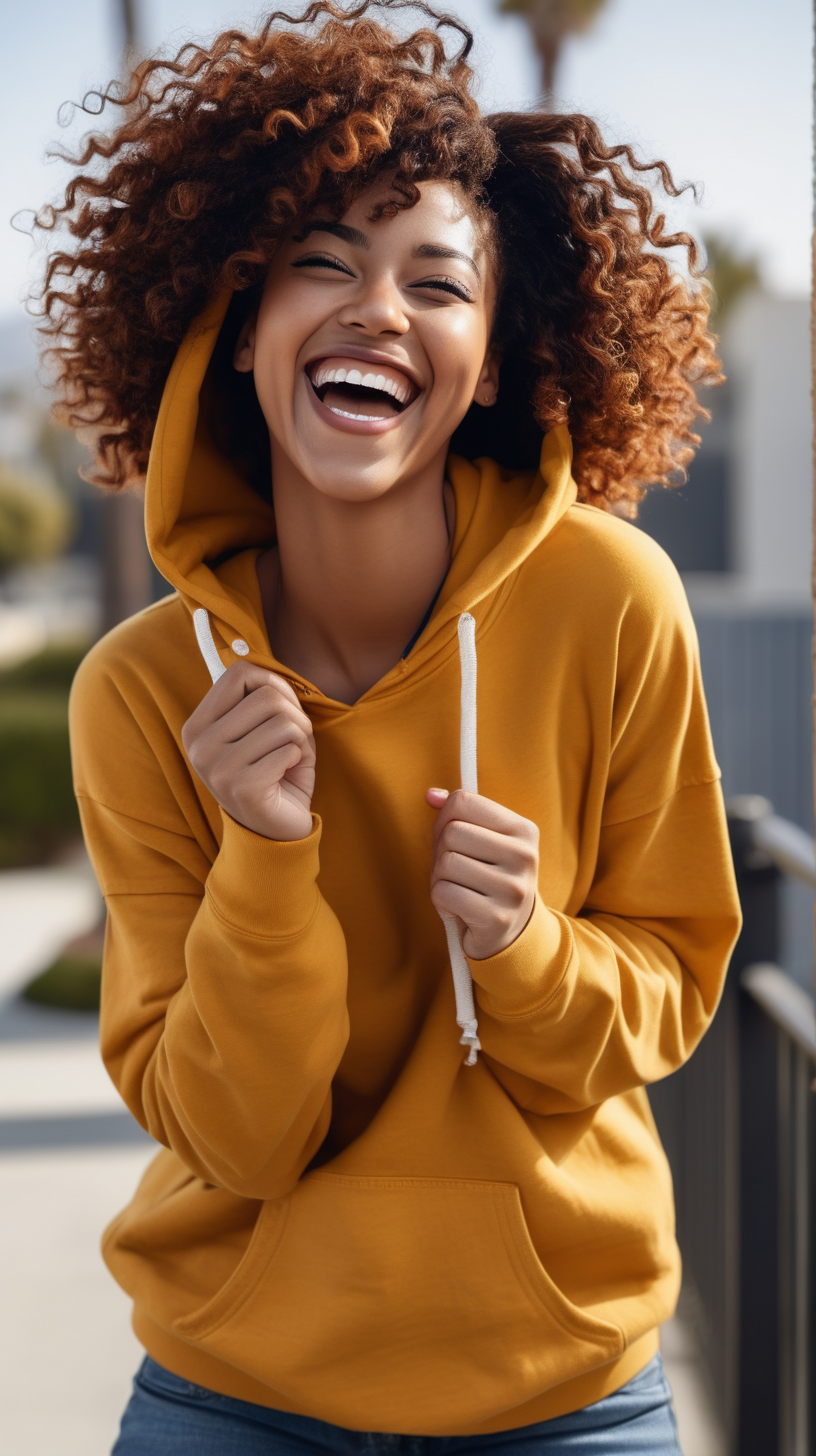 sexy Black Woman laughing with joy slim build