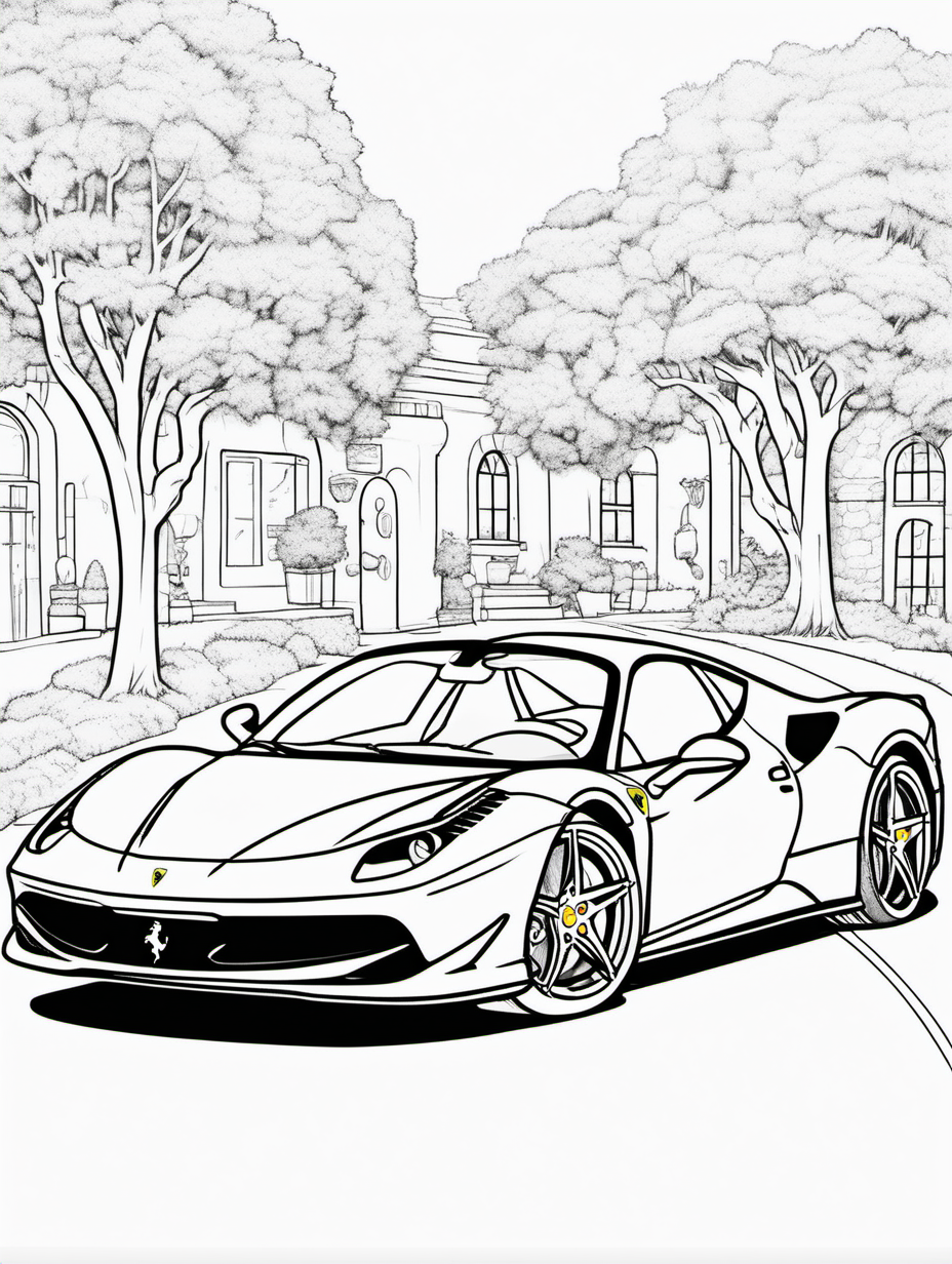 Ferrari for childrens coloring book