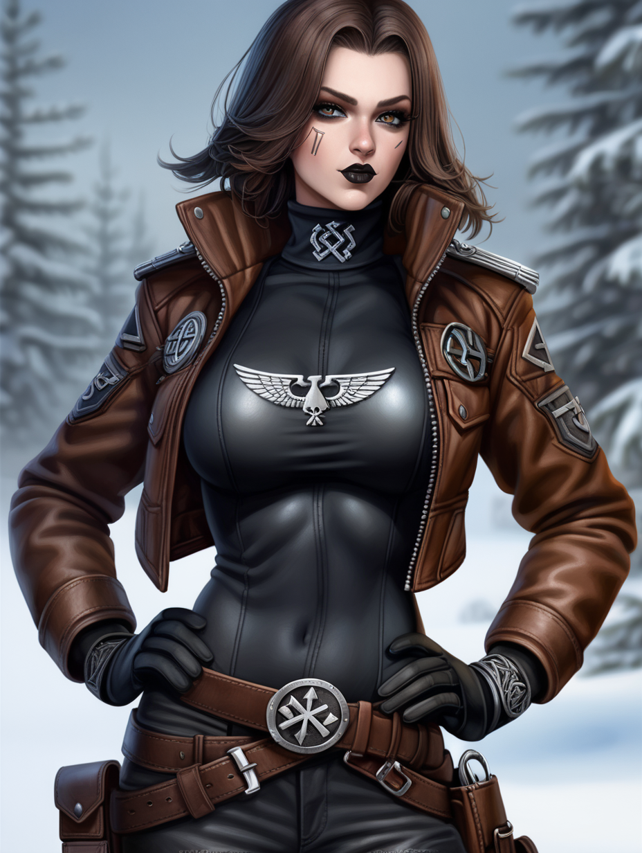Warhammer 40K young busty Commissar woman She has