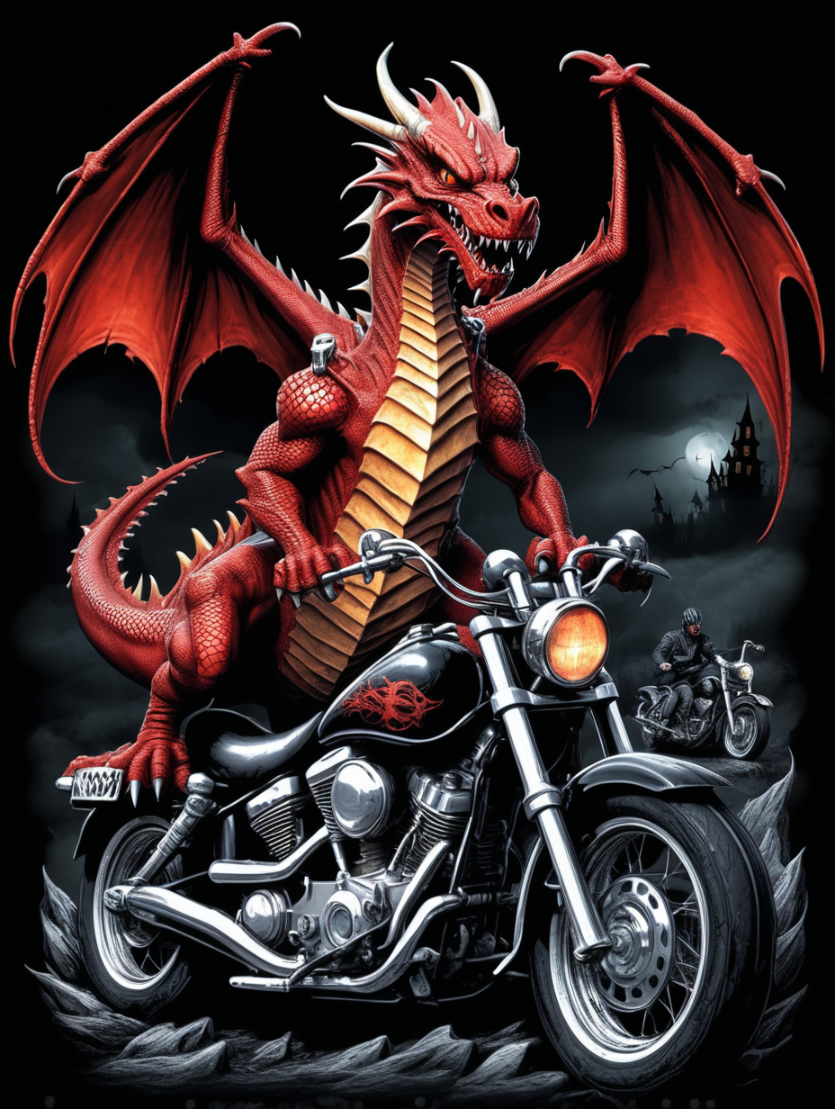 scary dragon biker tshirt