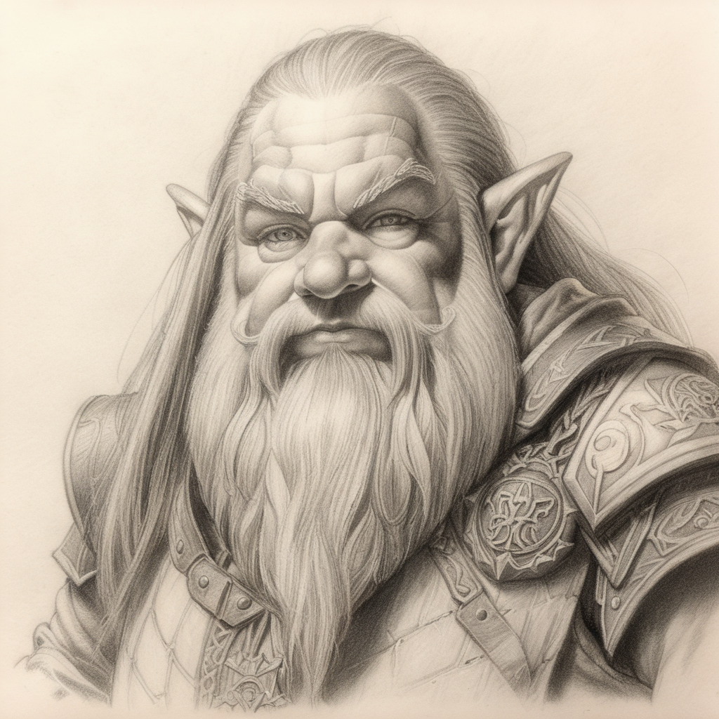 Pencil sketch of a dwarf from middle earth